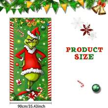 The Grinch Green Christmas Door Cover Welcome Birthday Party Decorations Winter Holiday Front Porch Banner For Indoor Outdoor Home Decor - Multicolor - View 9