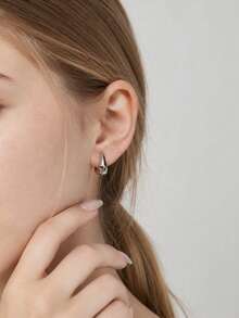 1 Pair 925 Sterling Silver 18K Gold Plated Women's Polished Geometric Pentagon Fashion Minimalist Earrings - Pentagon Earrings - View 1