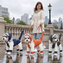 Full Coverage Pet Raincoat, High-Performance Waterproof Fabric With Breathable Mesh Lining To Prevent Fur Clumping; Features Elevated Transparent Eye-Protection Brim To Block Mud And Water Splashes On Rainy Days, High-Visibility Reflective Strips For Nighttime Walks. Detachable Tail Cover With Buttons For Easy Cleaning; Back Leash Hole And Adjustable Belly Straps Fit Various Small To Medium Dogs, Secure Snap Buttons For Easy On And Off, Full Leg Coverage To Keep Paws Dry, Suitable For Schnauzer, Teddy, Bichon And Other Small Dogs, Durable And Dirt-Resistant Waterproof Dog Raincoat For Outdoor Rainy Walks. - Army Green - View 10