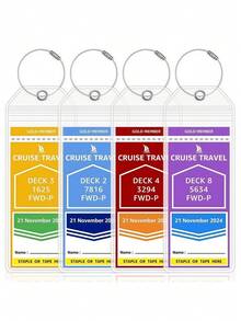 4PCS Cruise Luggage Tag Holders, Perfect Travel Companion For Smooth Embarkation! Must-Have Cruise Accessory To Protect Tags Against Tearing & Loss. - Clear - View 3