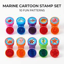 12pcs Mini Colorful Animal Pattern Stamps For Kids, Ocean Animals, Dinosaurs, Farm Animals, Creative Animal Stamps, Suitable For Back To School, Creative Doodling And Art Painting, Learning Rewards, Campus Rewards, Birthday Gifts - Multicolor - View 4