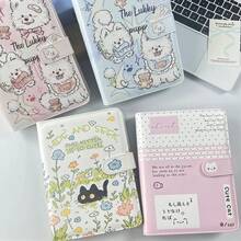 A5 Minimalist Cat-Themed Leather Loose-Leaf Notebook, Portable Large-Capacity Sticker Organizer, Can Be Used As A Notebook Set, Folder, Sticker Collection Book, Photo Storage Bag, Photo Album, Savings Planner, Journal, Notebook Or Office Stationery. - A5 Leather Cat and Dog Binder - View 1