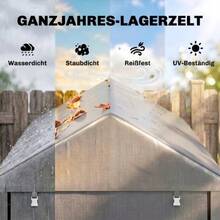 كوخ حديقة، خيمة تخزين، متين ومقاوم للطقس، إطار فولاذي، 1.2x1.8x1.6م، رمادي فاتح - رمادي فاتح - مشاهدة 4