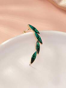 1 pieza de pendiente de oreja con forma de ojo de caballo geométrico único y elegante de acrílico verde curvo, pendiente de oreja creativo y elegante para mujer, adecuado para uso diario, fiestas, vacaciones y otras ocasiones - Verde - Ver 3