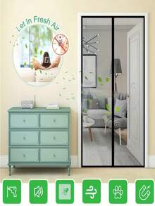 1. Magnetic Screen Door, Breathable And Effectively Repels Mosquitoes; Made Of Easy-To-Clean Soft Mesh Material With High Density; Pet-Friendly, Suitable For Front Door, Sliding Door, Fly Screen, Fly Curtain, Also Can Be Used As RV Accessory And Mosquito Net. - Multicolor - View 6