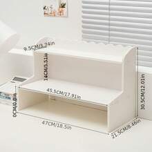 1pc Desktop Organizer Rack, Multi-Layer Bookshelf & Cosmetic Storage Rack, Office Desk Organizer For Books, Stationery, Cosmetics, Figurines, Computer Accessories Display, Space-Saving Home Storage For Bedroom, Living Room, Study - White - View 10