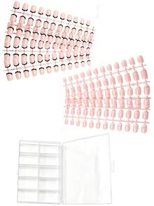 ARTAUG 240片短方形透明美甲贴纸，简约黑白法式美甲亮面人造指甲，适合日常工作、学习、派对DIY美甲，女士按压式美甲贴片 - 彩色 - 查看 8