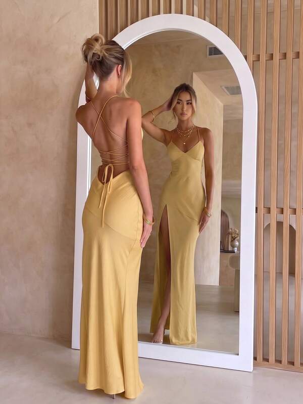 Casual Elegant Slit Back Sexy Romantic Date Party Dress, Vacation Outfits For Women, Elegant Dresses For Women, Casual Dresses For Women, Party Dress