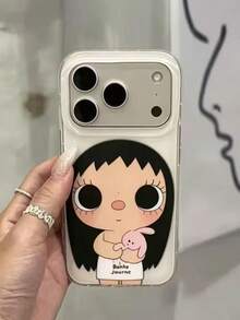 1pc Coquette Cartoon Phone Case Adorable Big Eyed Xiaoyu & Mini Pink Rabbit Pattern Clear Soft Anti-Collision Phone Shell Teen Girls Cute Style Gift Compatible With Apple 11/12/13/14/15/16/17 Pro Max - Multicolor - View 2