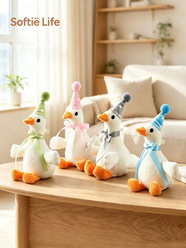 1 Stück 20cm/7,87 Zoll Gans mit Zylinder und Fliege, Geburtstags-Partydekorationen, rosa Schleife, lustige Gans, lustige Party-Tischdekoration, Geburtstags-Party-Gastgeschenke, Geburtstagsdekorationen