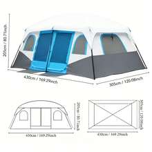 campility 8/12 Person Camping Tent Quick-Setup, Spacious Two-Room Camping Tent, Waterproof And Windproof, With Breathable Mesh Windows, Perfect For Hiking, The Beach, And The Backyard. - Multicolor - View 8