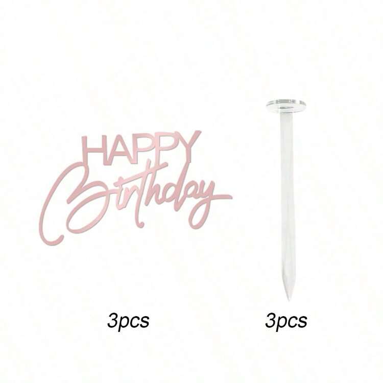 1pc/3pcs/6pcs Gold & Black Happy Birthday Cake Topper, Suitable For Birthday Party Cake Decoration - Multicolor - View 7