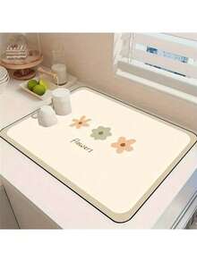 1pc Sunflower Soft Rubber Drying Mat, Non-Slip Kitchen Countertop Absorbent Mat, Sink Draining Mat, Soft Diatomaceous Earth Faucet Absorbent Mat, Kitchen Countertop Mat, Absorbent Mat, Heat-Resistant Pot Mat, Draining Mat, Coffee Machine Mat, Dish Rack - Multicolor - View 4