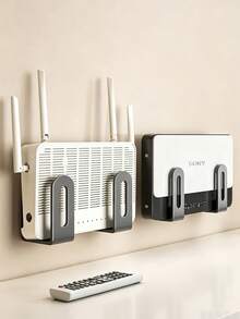 免鑽孔壁掛式路由器 WiFi 數據機機頂盒收納架 線材管理整理架 多功能收納層 附背膠貼背 開學季用品 房間裝飾 宿舍必備 大學教室收納 - 彩色 - 查看 7
