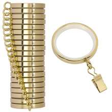 20 Pack Gold Metal Curtain Rings With Clips, Outer Diameter 2.09 Inches, Inner Diameter 1.65 Inches, Built-In Silent Nylon Lining For Smooth Sliding, Compatible With Most Curtain Rods - [gold] - View 1