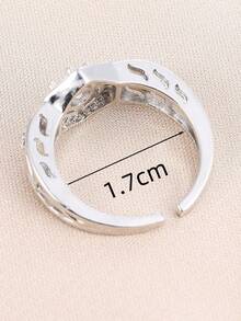 1pc Women's Fashion Hexagon Main Stone Hollow Open Ring, Vintage Pattern Exquisite Rhinestone Adjustable Finger Ring, Commute Versatile Elegant Accessory - JZ22250 - View 5
