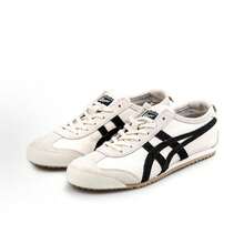 Asics Authentic Onitsuka Tiger Mexico 66 Leather Sneakers - White/Blue/Red Classic Low-Top | Premium Japanese Heritage Footwear | Slim-Profile Lightweight Trainers - 黑白 - 查看 3