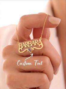 1Pc Custom Birthday Stone Heart Ribbon Name Necklace For Women Stainless Steel Name Necklace Personalized Jewelry Mother's Day Gift - Multicolor 1 - View 1