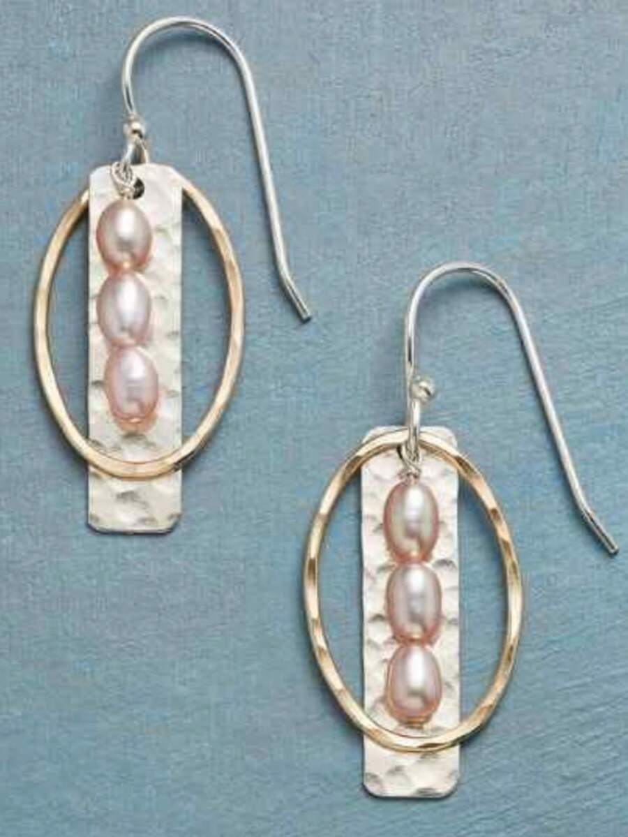 Gmzalx Gentle Dual-Tone Women's Double-Layer Geometric Hanging Earrings, Versatile Earrings For Daily Commute, Picnic And Outing - Two-color - View 1