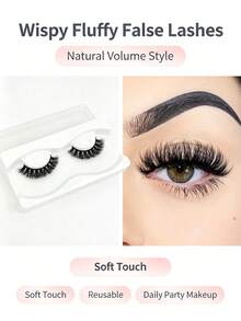 1 Pasang Bulu Mata Palsu Tebal Alami Gaya Russian Curl 15mm (Teks tidak jelas) - Hitam - View 8