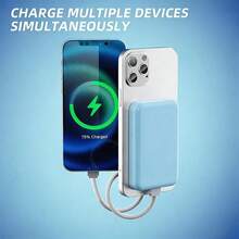 Slim Compact Magnetic Wireless Fast Charging Power Bank 5000mAh 15W Wireless Charge 22.5W PD Wired Charging Portable Phone Charger Strong Magnetic Suction Back To School Supplies Lightweight Charger Compatible With MagSafe For IPhone 17 16 Pro 15 Pro 14 Plus 13 Pro Max 12 School Supplies - 1PC - View 7