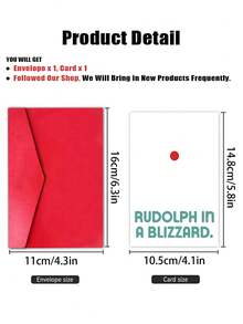1pc Funny "Rudolph In A Blizzard" Christmas Card With Envelope - Minimalist Humor Greeting For Friends & Coworkers, Blank Inside - View 5