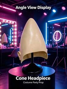 Luxury Elastic Latex Cone Headpiece, Realistic Skin-Tone Alien Cone Bald Cap, Movie Cosplay Costume Prop, Suitable For Halloween And Theme Parties - View 4