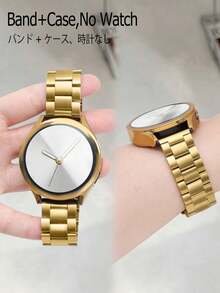 Huastonband 適用於 Galaxy Watch 4 40mm 44mm 錶帶 - Galaxy Watch 5 40mm 44mm 錶帶 - , Galaxy 6 / 7 40mm/44mm，一套適用於手錶金色錶帶錶殼，經典風格搭配，不鏽鋼金屬三節鏈錶帶附軟殼，男女通用智慧手錶配件，適合作為朋友、聚會、派對、商務活動和日常穿戴的禮物 - 金色 - 查看 4
