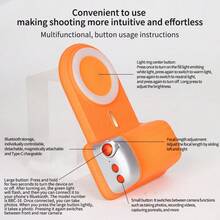 1 Set 60-LED Ring Light/Selfie Light, 3 Lighting Modes, Adjustable Brightness, Portable Mini Clip-On Ring Light, Type-C 5V Charging, Orange/Black, Suitable For Makeup, Live Streaming And Zoom Meetings - one-size - View 8