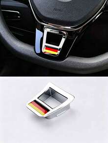 Universal Fit Steering Wheel Bottom Decorative Cover, German Flag Black Red Gold Logo Interior Modification Part, Glossy Interior Upgrade Accessory Decorative Sticker - A - View 1