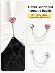 2/1pc Rhinestone Heart-Shaped Flower Pant Leg Shortening Buttons, Prevent Pant Legs From Dragging. Hidden Button Pant Leg Closure Design, Seamless Fit, Effectively Prevent Pant Legs From Dragging. Suitable For Jeans And Casual Pants, Waterproof, Portable, Durable - A - View 12