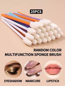 25pcs Single-Head Sponge Eyeshadow Applicators, Multi-Color Multi-Purpose Sponge Sticks For Eyeshadow, Nail Art, Lipstick, Portable Makeup Tools - Multicolor - View 10
