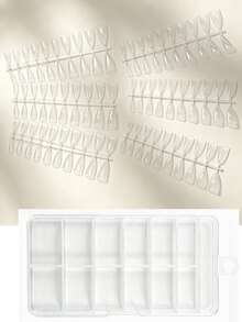 120pcs Clear Sharp Tip Partial Cover False Nails, With Box, Suitable For Acrylic Nail Extension Tools - Clear - View 7