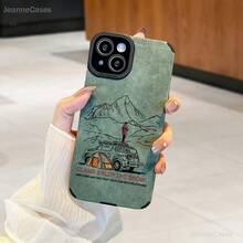 [Envío en 24h desde DE/FR/ES]Funda práctica para teléfono: 1 diseño plano 2D, estético, hermoso, lujoso, con diseños impresos de arte lineal de aventuras de camping en la montaña, frases de viaje, cinco colores disponibles: gris, azul, verde, marrón. Compatible con iPhone 17/16/15/14/13/12/11/XS/XR/X/Plus/Pro/Max. Funda impermeable minimalista - regalo perfecto - A - Ver 9