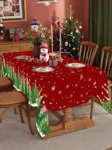 1pc Christmas Tree Tablecloth, 137*183cm Plastic Disposable Christmas Tree Table Cover, Christmas Party Decoration, Holiday Dining Table Decor, Suitable For Kitchen, Restaurant, Gathering, Dinner - Christmas Tree - View 6