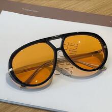 1 Pair New Pilot Frame Metal Leg Hollow-Out Fashion Glasses, Oversized Shield Style Unisex Beach Driving Decorative Glasses, Bohemian - Multicolor - View 5