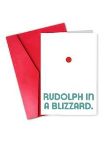 1pc Funny "Rudolph In A Blizzard" Christmas Card With Envelope - Minimalist Humor Greeting For Friends & Coworkers, Blank Inside - View 9