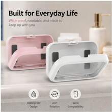 1Pc 360° Rotatable Waterproof Anti-Fog Bathroom Phone Holder Punch Free Wall Mount Touch Screen Phone Case For Shower Bathtub Kitchen Cooking Recipe Viewing Household Dorm Mobile Phone Storage Bracket - Multicolor - View 11