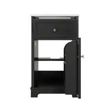 51*46*87cm MDF Vanity Unit, Fully Lacquered, With Pull-Out Drawer And Adjustable Shelves, Cabinet Doors, High Cabinet Feet, Integrated Washbasin, White - Black - View 9