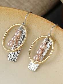 Gmzalx Gentle Dual-Tone Women's Double-Layer Geometric Hanging Earrings, Versatile Earrings For Daily Commute, Picnic And Outing - Two-color - View 6