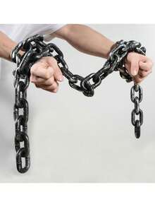 قطعة واحدة من سلسلة بلاستيكية مزيفة للهالوين، سلسلة سجن بلاستيكية، مناسبة كإكسسوارات لملابس حفلة الهالوين وديكور الملابس - سلسلة بلاستيكية مزيفة - مشاهدة 3