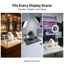 Smyckesdisplay i svart sammet i INS-stil, förvaringsställ för halsband, örhängen och ringar, rekvisita för livestreaming - Svart - Visa 5