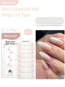 Harunouta 16 Dicas Rosa Branco Ombré Blush Gradiente Glitter Gel Semi Curado Tiras de Unhas Rosa Suave Branco Gradiente Envoltórios de Unhas de Gel Brilho Fino Gradiente Branco Adesivos de Unhas Pastel Fácil DIY Arte de Unhas em Casa Efeito de Salão Brilhante Envoltórios de Unhas - Multicolorido - Visão 5