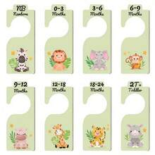 2D Flat Wooden Printed 8-Piece Set, Wardrobe Divider Board, Jungle Animal Pattern Hanging Wooden Wardrobe Storage Rack, Suitable For 24-Month-Old Infants, Thickened Wardrobe Storage Rack - Multicolor - View 6