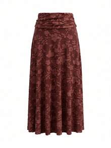 Elegant Commute Solid Color Cut-Out Skirt - Red - View 7