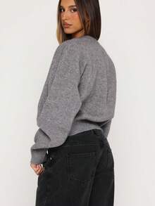 Women's Fashion Long Sleeve Knit Base Layer Top, Autumn/Winter New Soft Gentle Style Loose Sweater - Grey - View 6