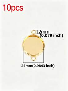 10pcs Stainless Steel Round Blank Base Tray Inlay Frame Blank Double Hole Pendant For DIY Jewelry Making Accessories - Blank Base - View 9