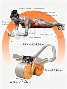 1pc Multi-Functional Automatic Rebound Ab Wheel With Elbow Rest & Mobile Phone Bracket, Shock-Absorb Dual-Wheel Abdominal Trainer, Portable Home Fitness Gear For Abs Waist Full Body Core Workout - Multicolor - View 5