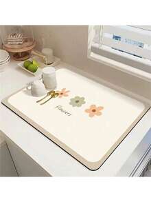 1pc Sunflower Soft Rubber Drying Mat, Non-Slip Kitchen Countertop Absorbent Mat, Sink Draining Mat, Soft Diatomaceous Earth Faucet Absorbent Mat, Kitchen Countertop Mat, Absorbent Mat, Heat-Resistant Pot Mat, Draining Mat, Coffee Machine Mat, Dish Rack - Multicolor - View 10