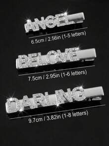 Custom Name Hair Clip, Personalized Word Barrette, Sparkly Hair Accessory Gift For Women & Girls, For Daily Styling, Party, Birthday & Holiday Present - Multicolor - View 7